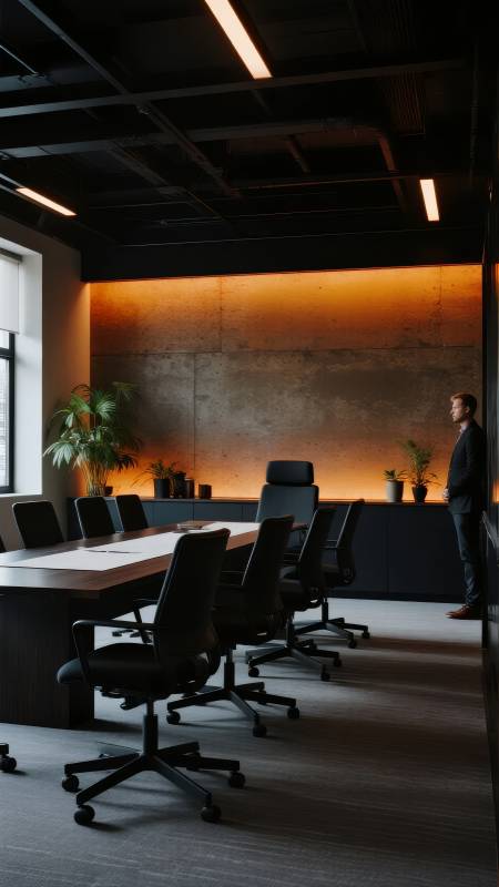 现代会议室静谧一角图片