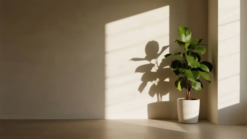 光影中的绿植图片