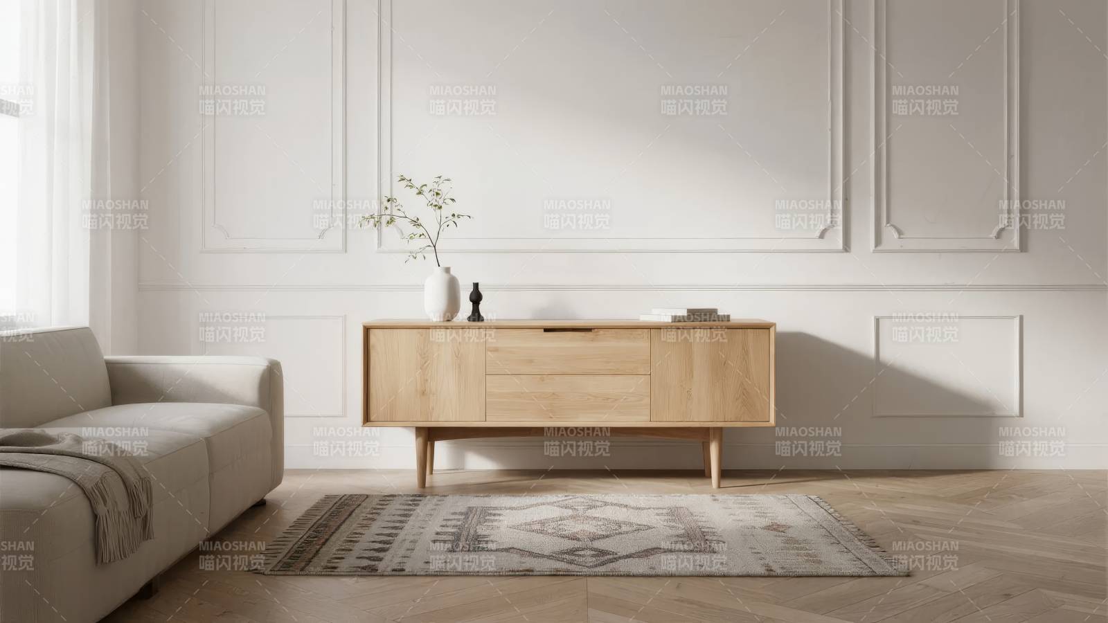 简约客厅木柜装饰图片