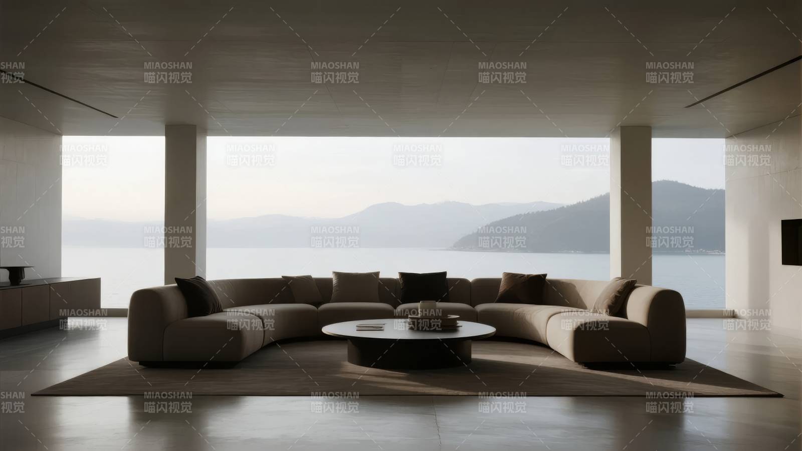 极简客厅海景图图片