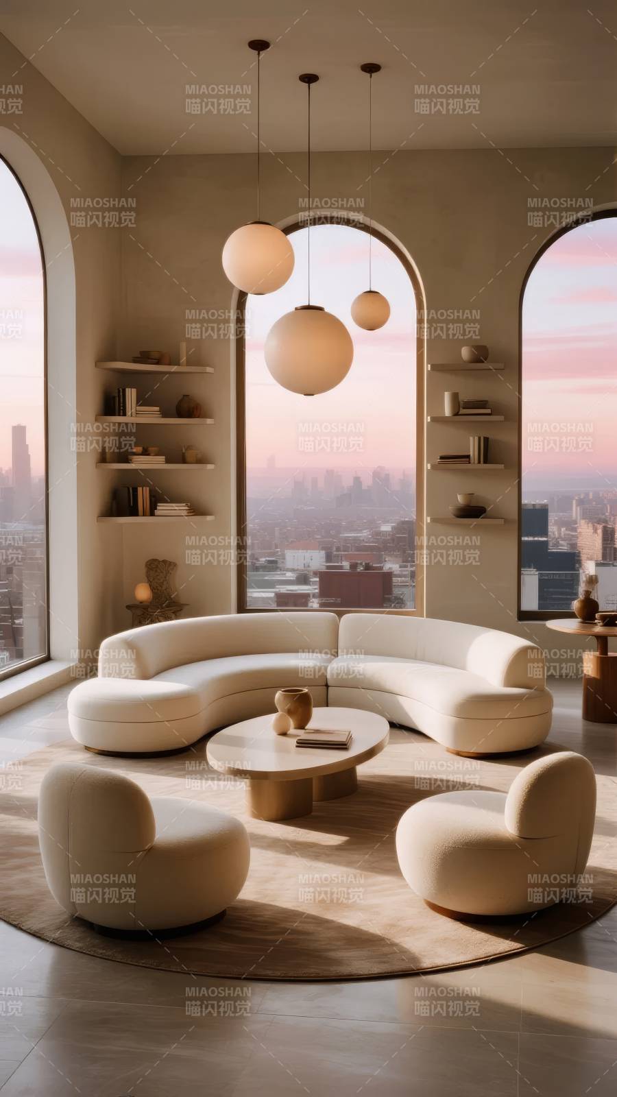 现代客厅全景窗图片