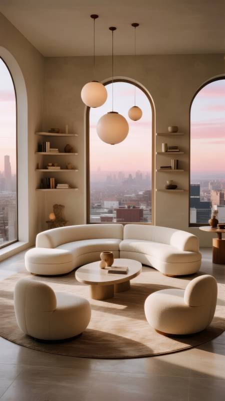 现代客厅全景窗图片