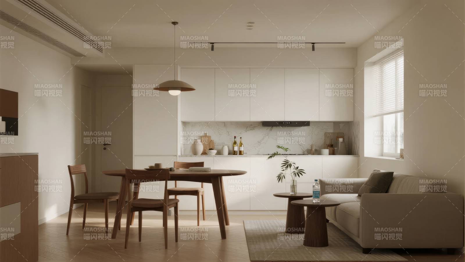 现代简约客厅厨房图片