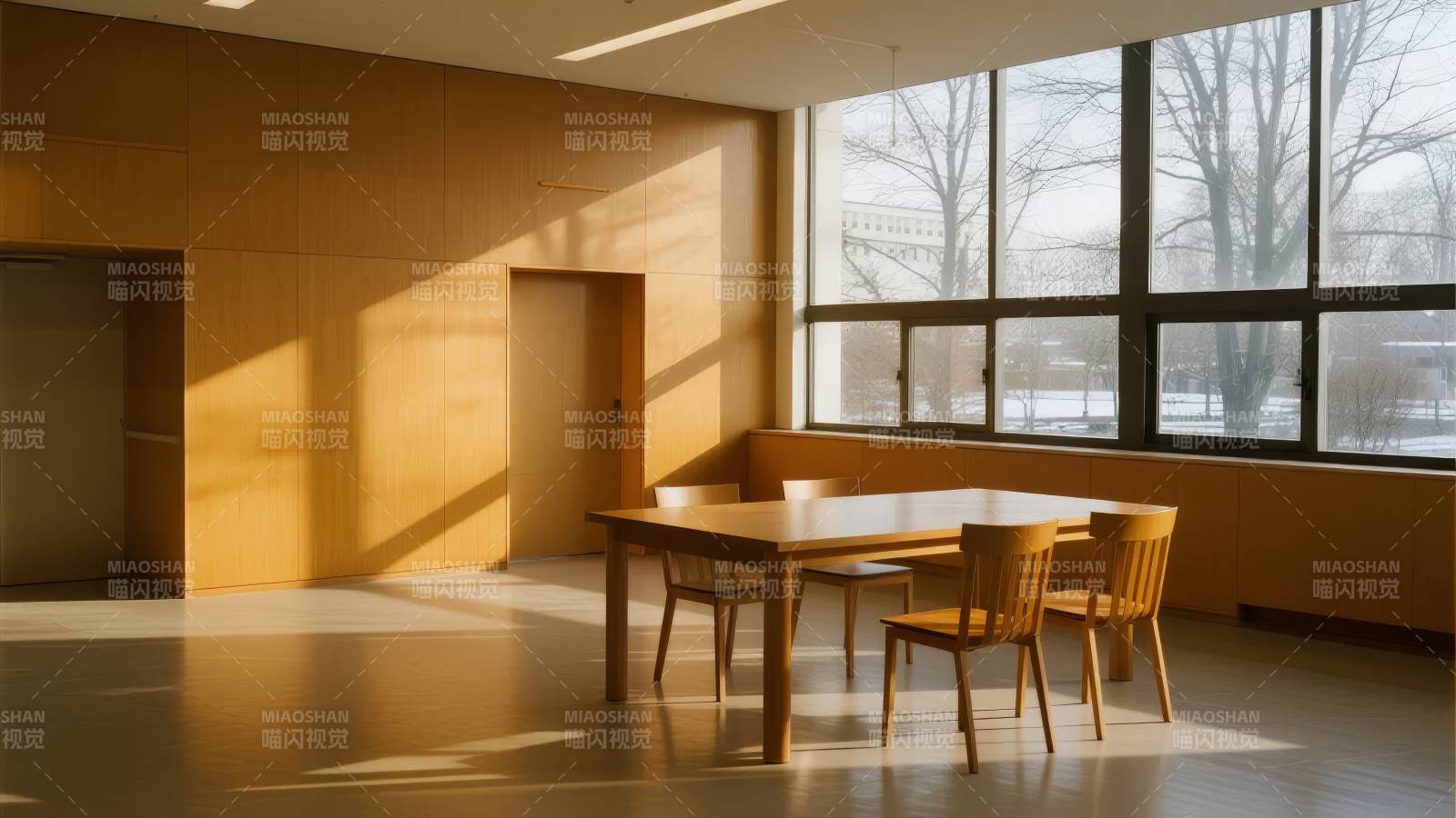 阳光下的简约会议室图片