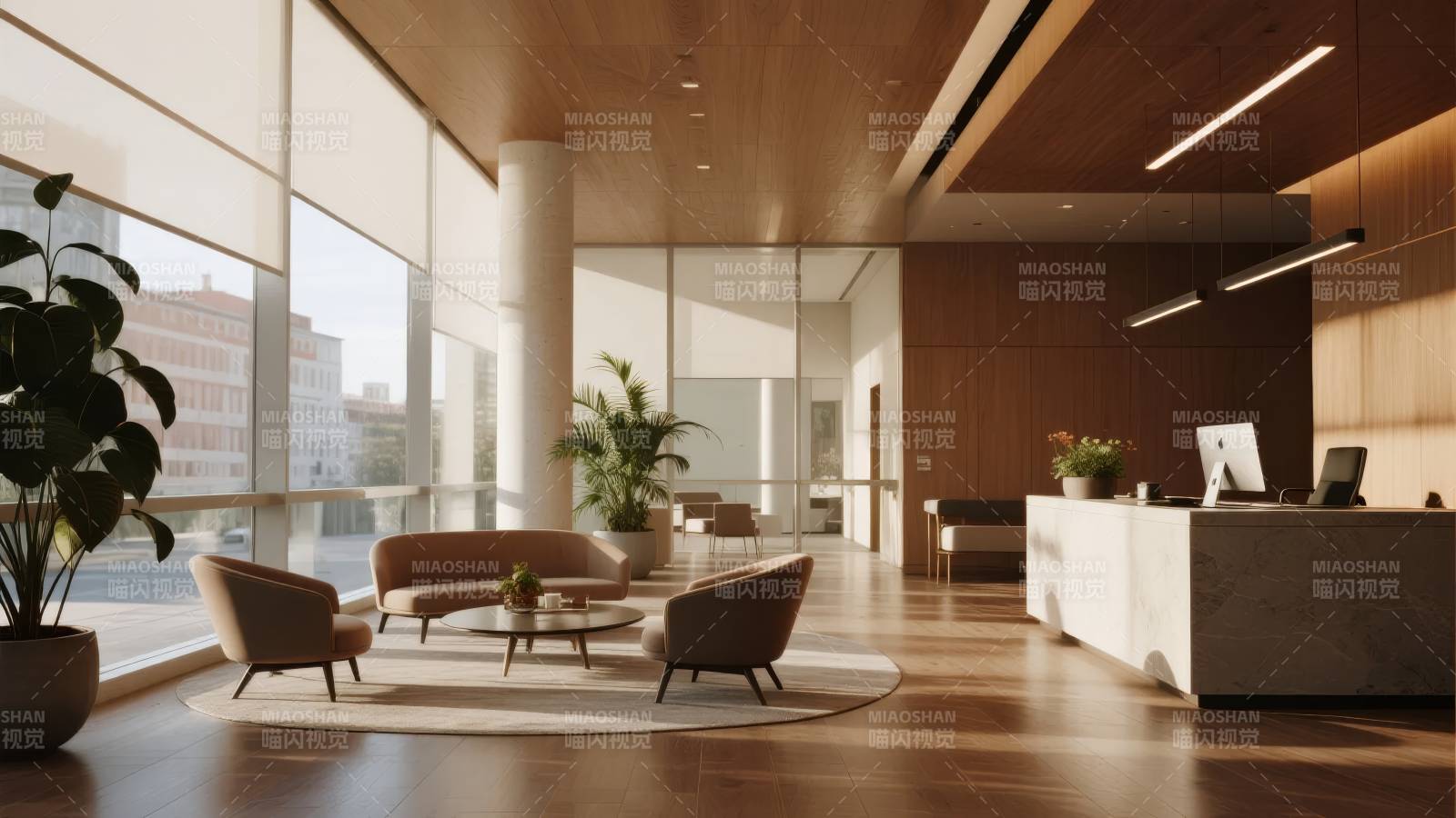 现代办公大厅图片
