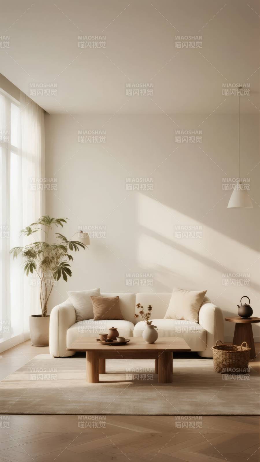 简约客厅光影静谧图片