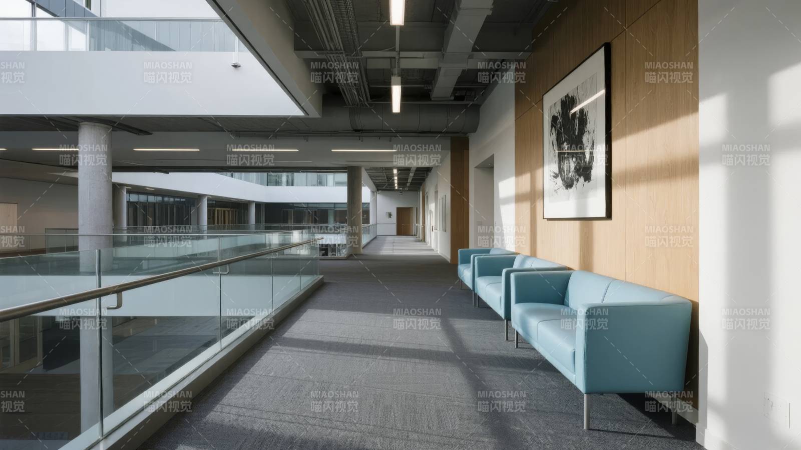 现代办公走廊一角图片