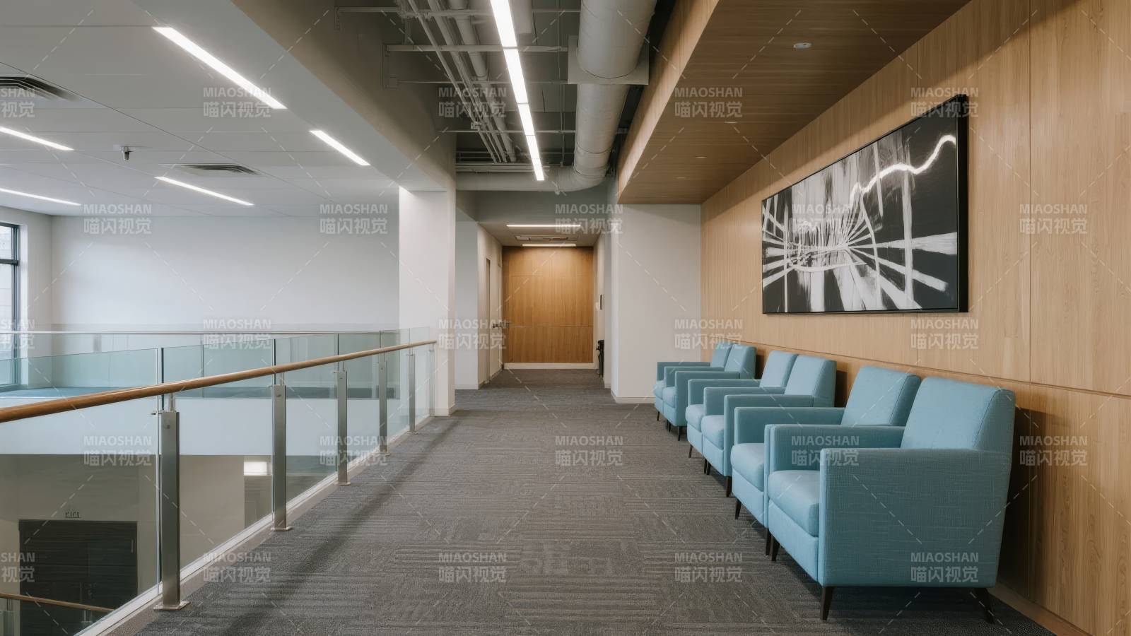 现代办公走廊静谧一角图片