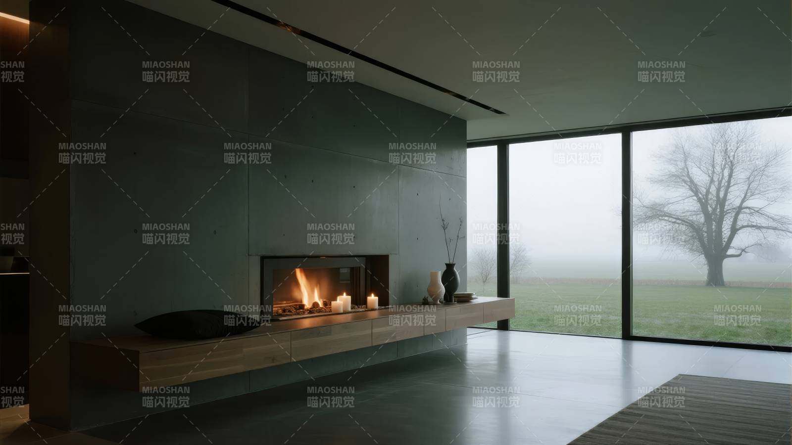 现代简约客厅壁炉图片