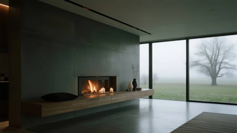 现代简约客厅壁炉图片