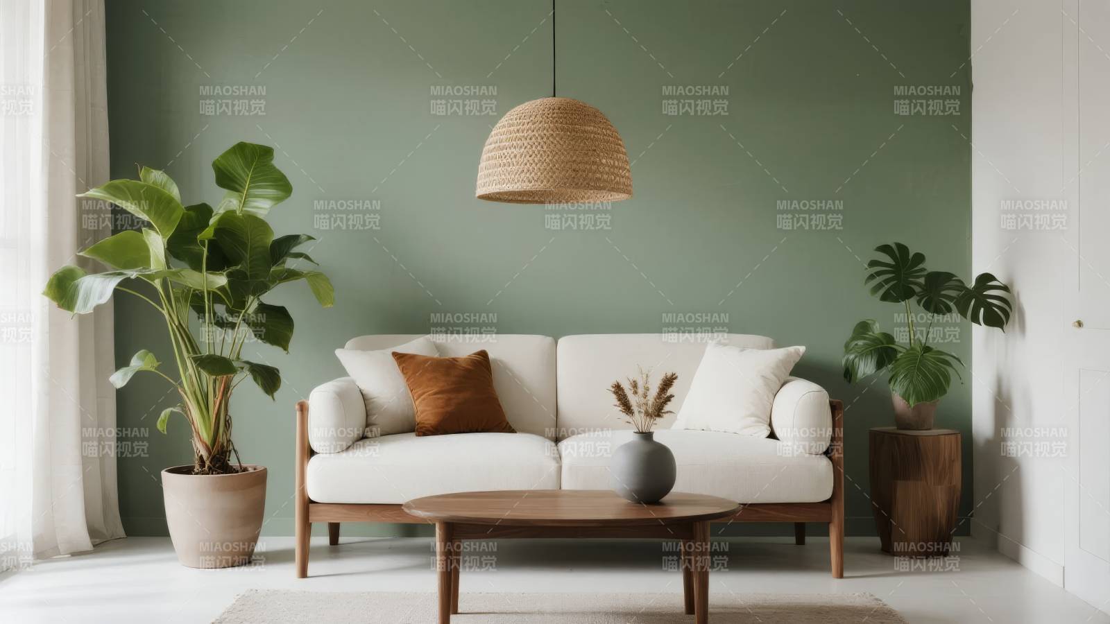 绿意盎然的客厅一角图片