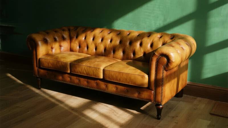 复古皮质沙发图片