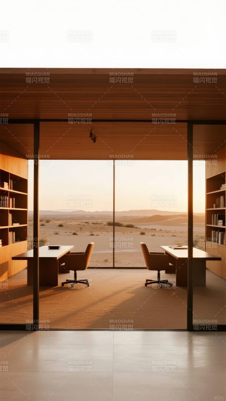 沙漠中的现代书房图片