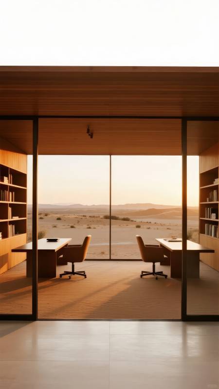 沙漠中的现代书房图片