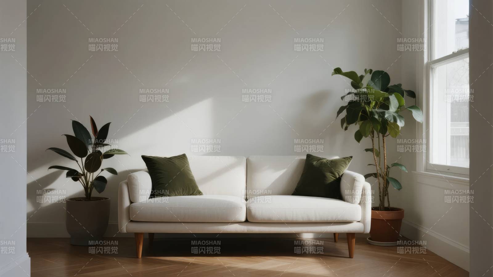 简约客厅绿植点缀图片