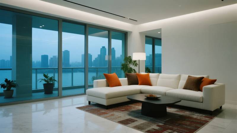 现代都市客厅美景图片