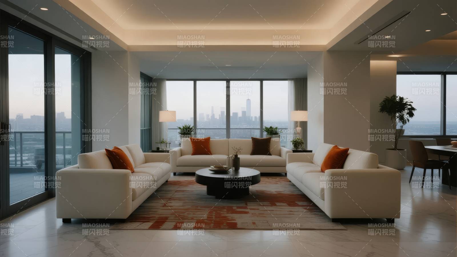 现代客厅全景图图片