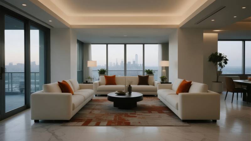 现代客厅全景图图片