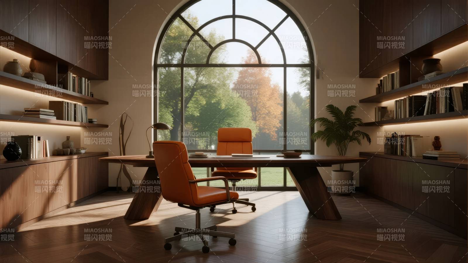明亮书房 窗景如画图片