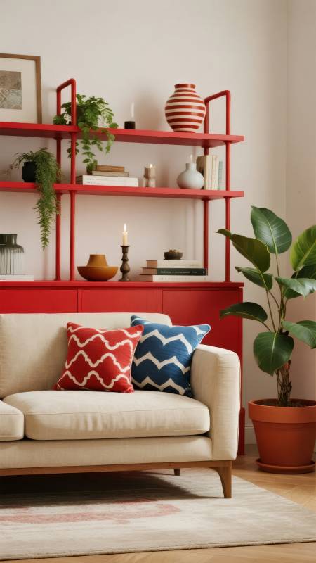 红白客厅装饰图片