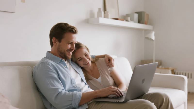 情侣沙发共用电脑图片