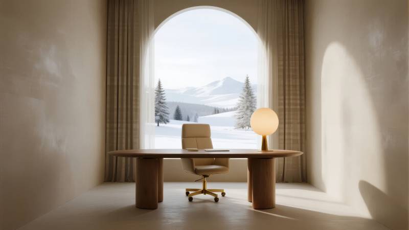 雪景书房静谧时光图片