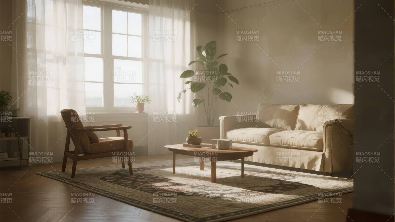 阳光洒满的客厅图片