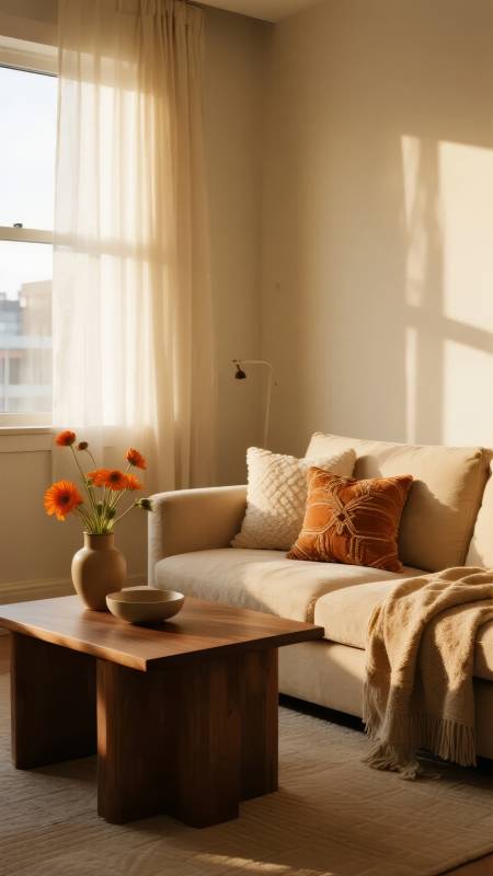 温暖午后客厅一角图片