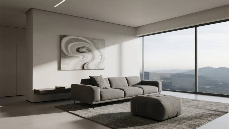 现代客厅全景窗图片