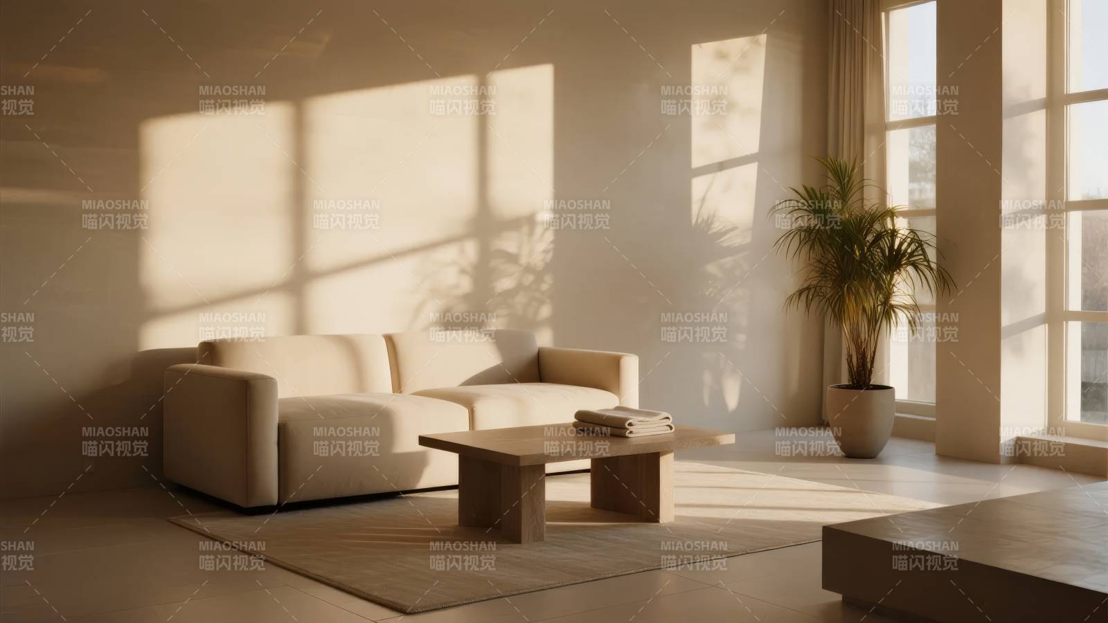 阳光洒满的简约客厅图片