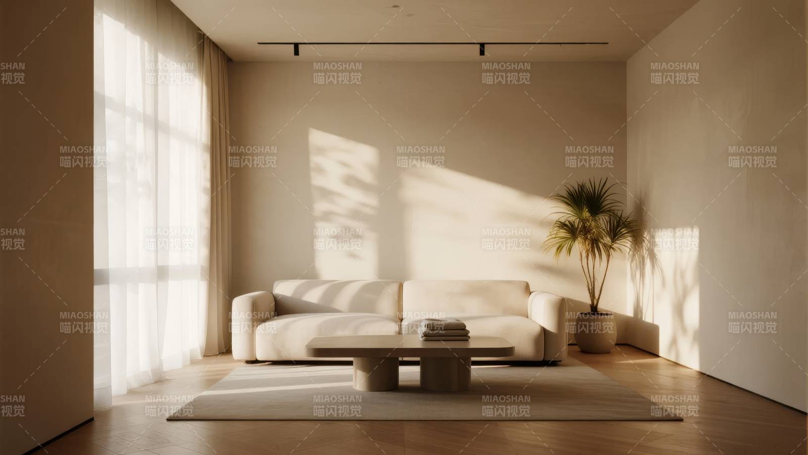 极简客厅阳光照耀图片