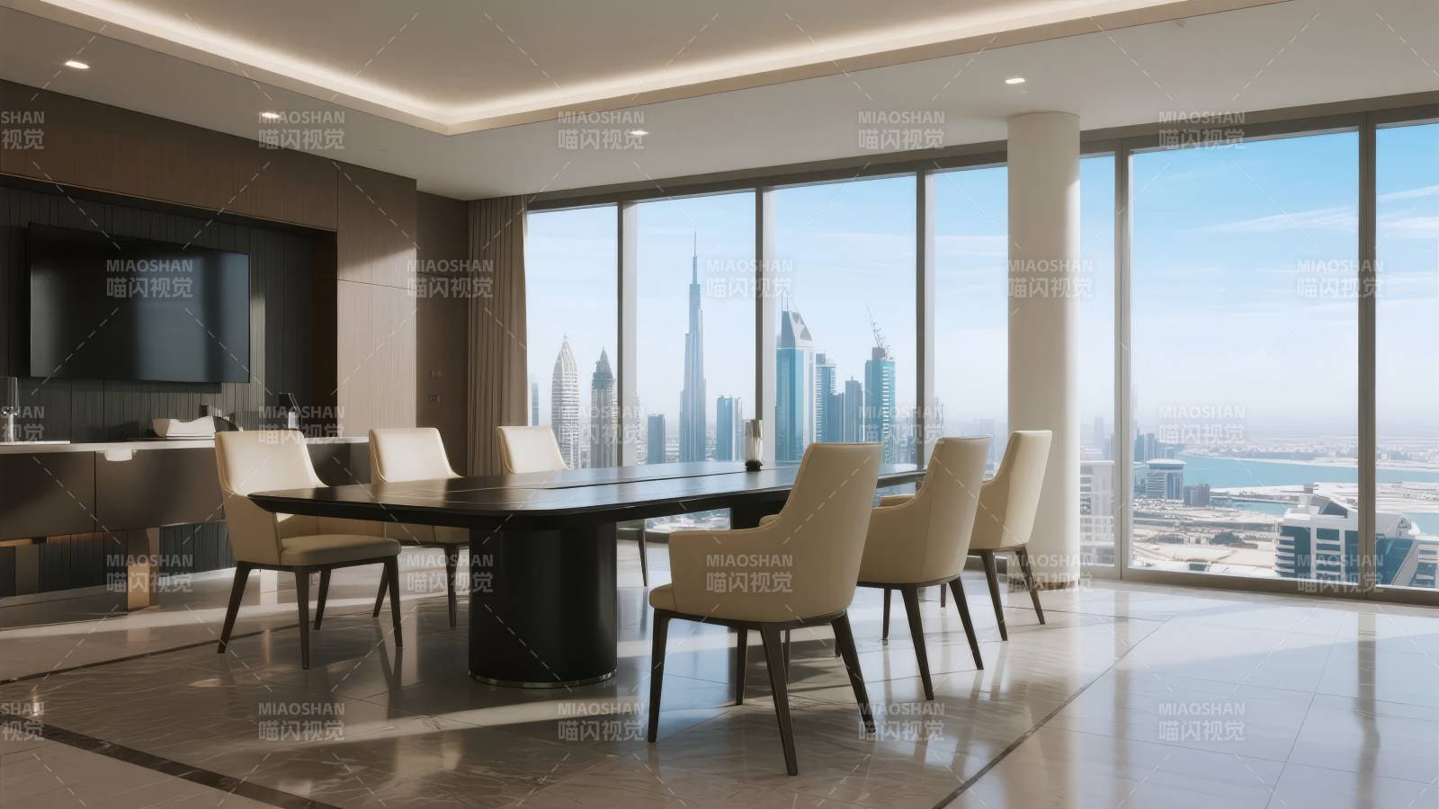 现代都市客厅全景图片