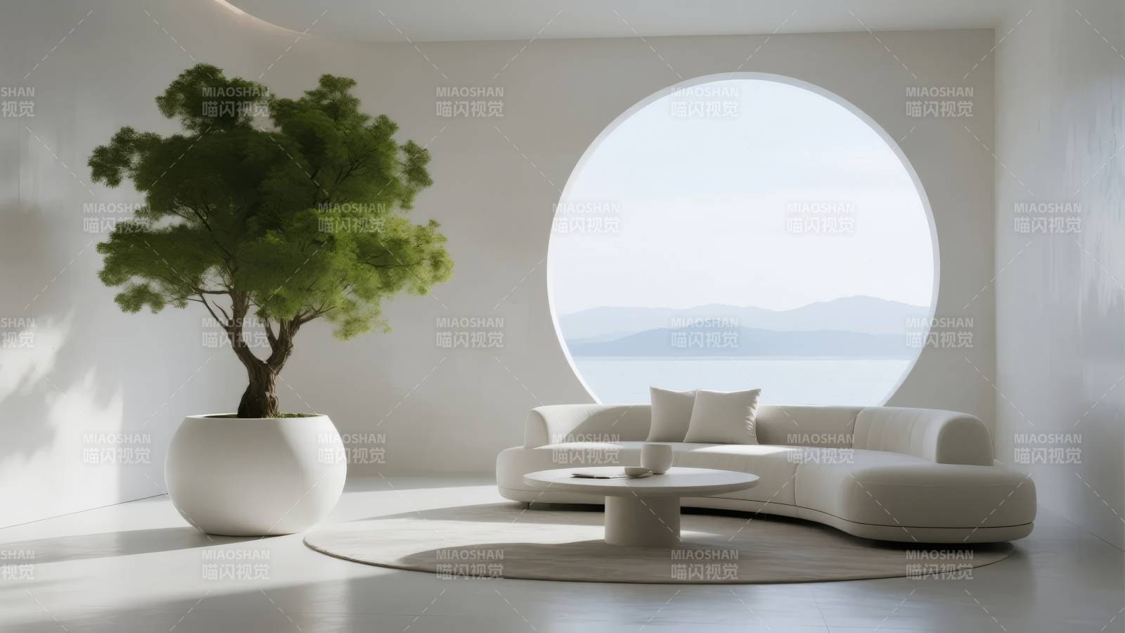 极简客厅 窗景如画图片