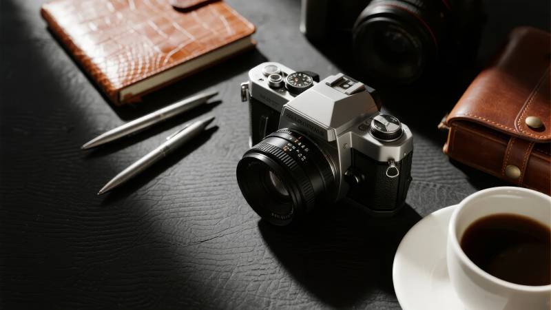 咖啡与相机的静谧时光图片