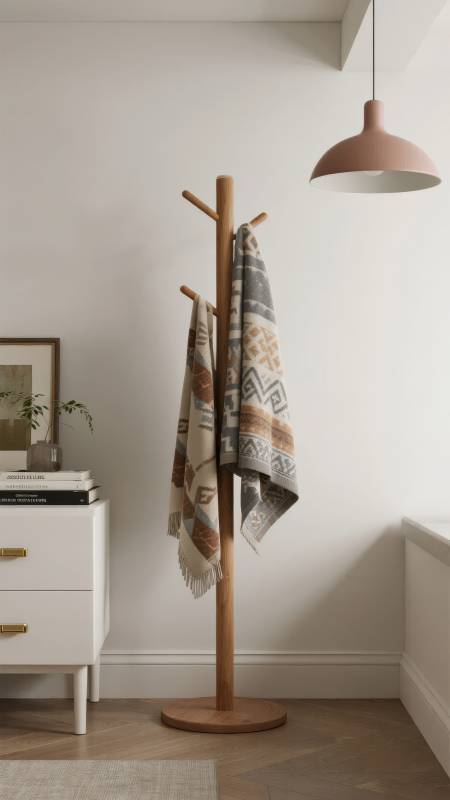 简约木制衣帽架图片