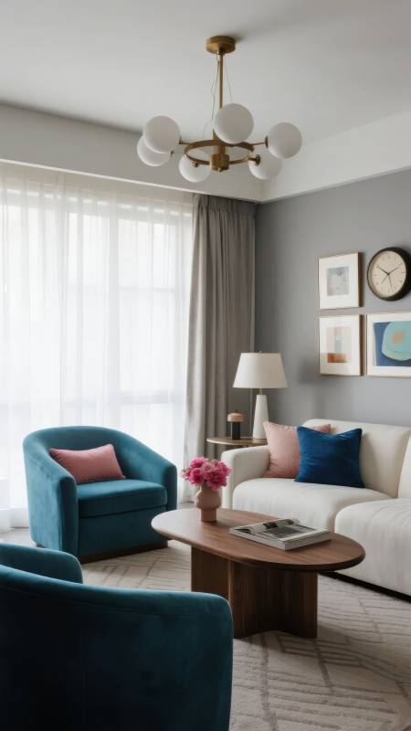 现代客厅温馨布置图片