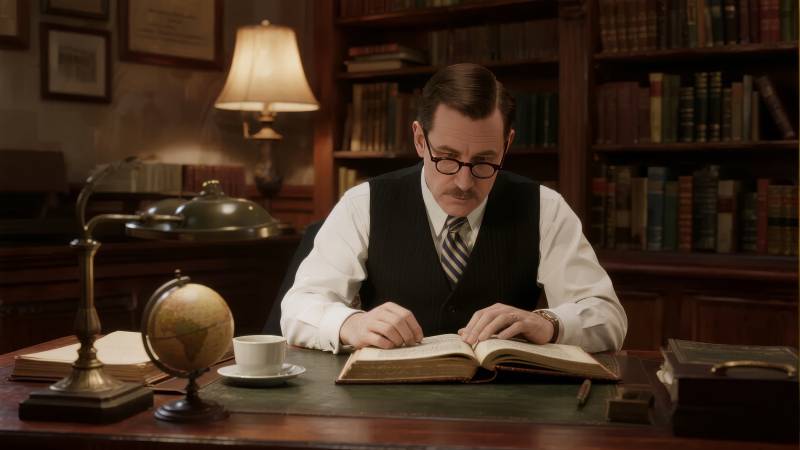 书房中的学者图片