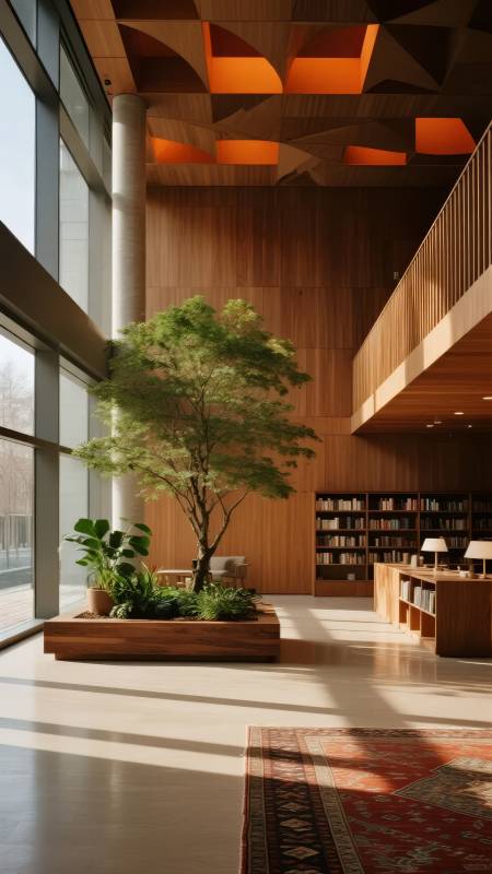 现代图书馆静谧角落图片