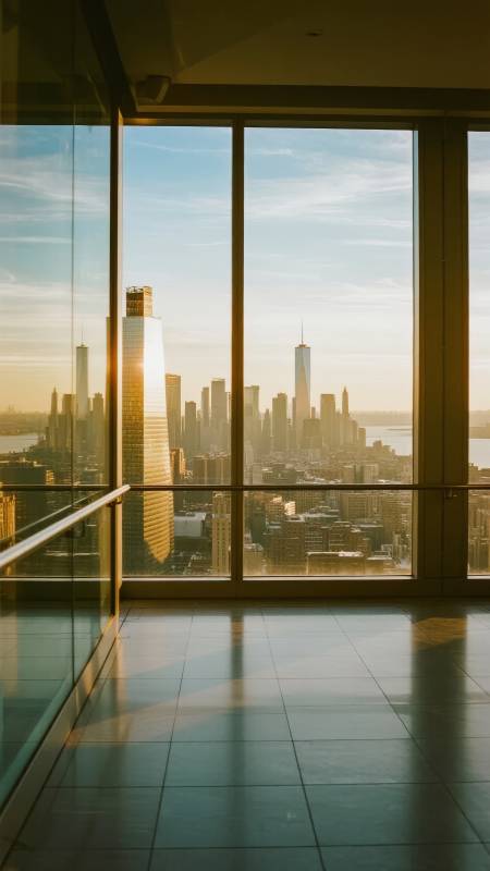 城市天际线晨光图片