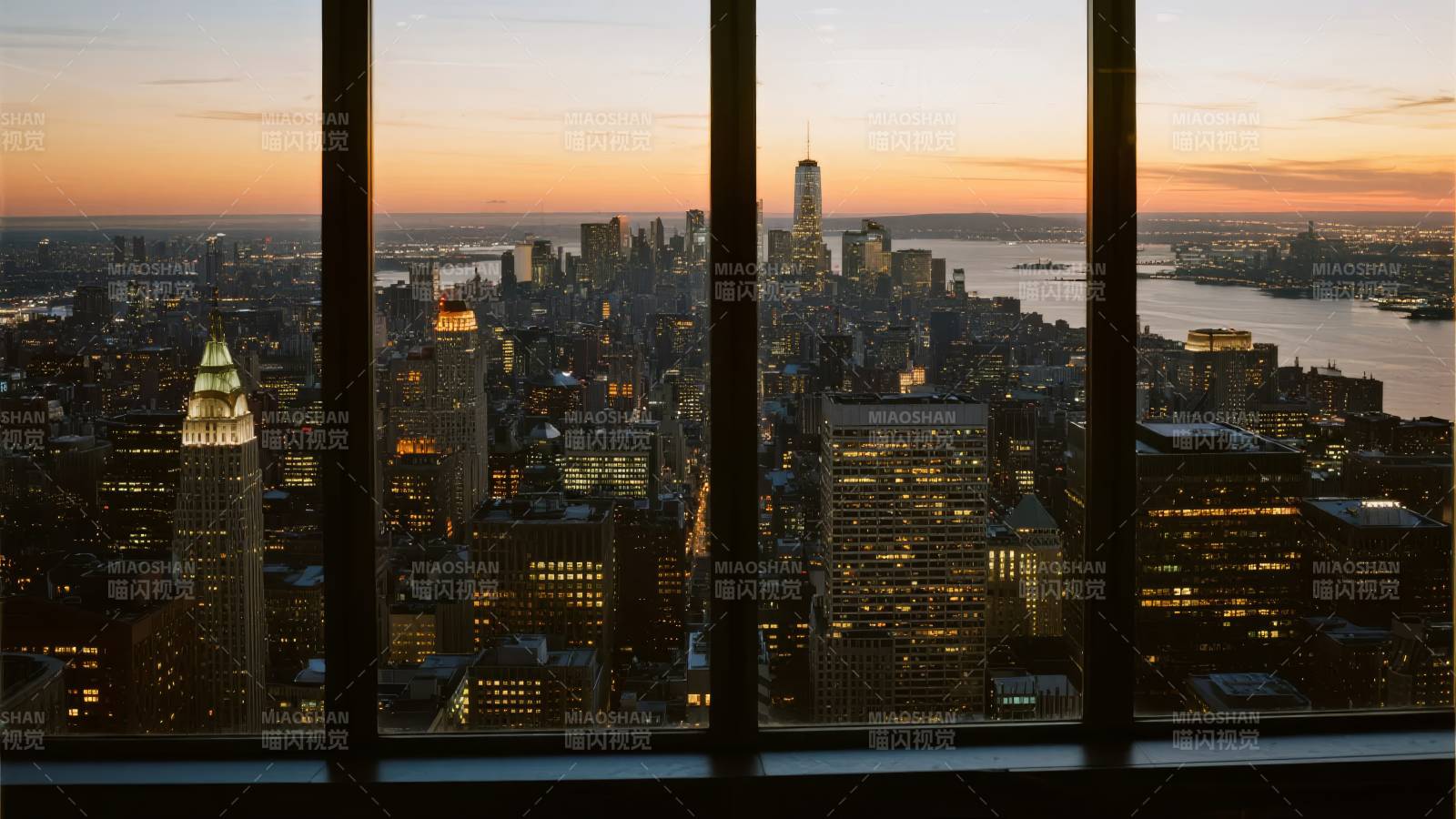 纽约夜景窗前图片