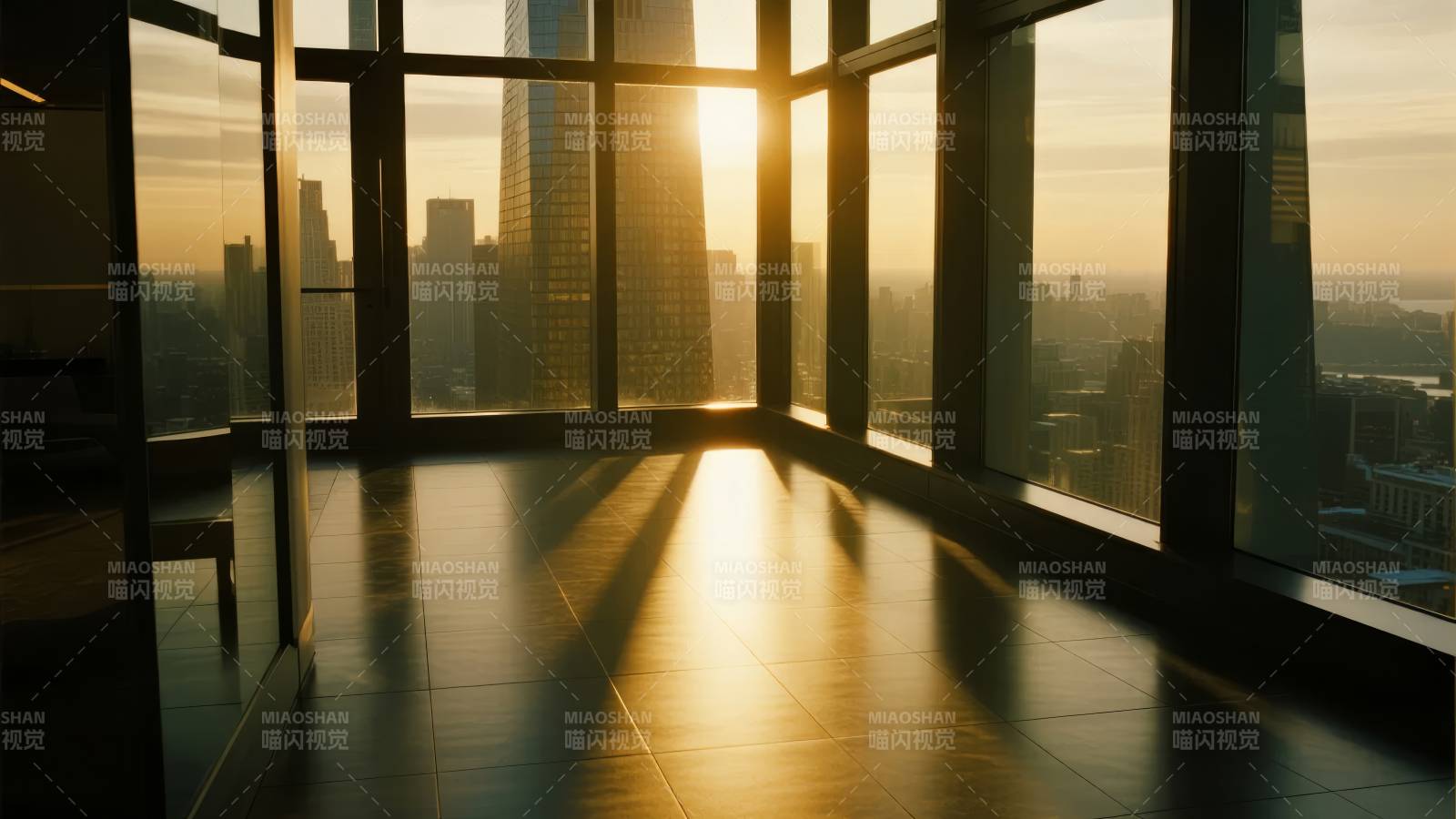 城市晨光窗景图片