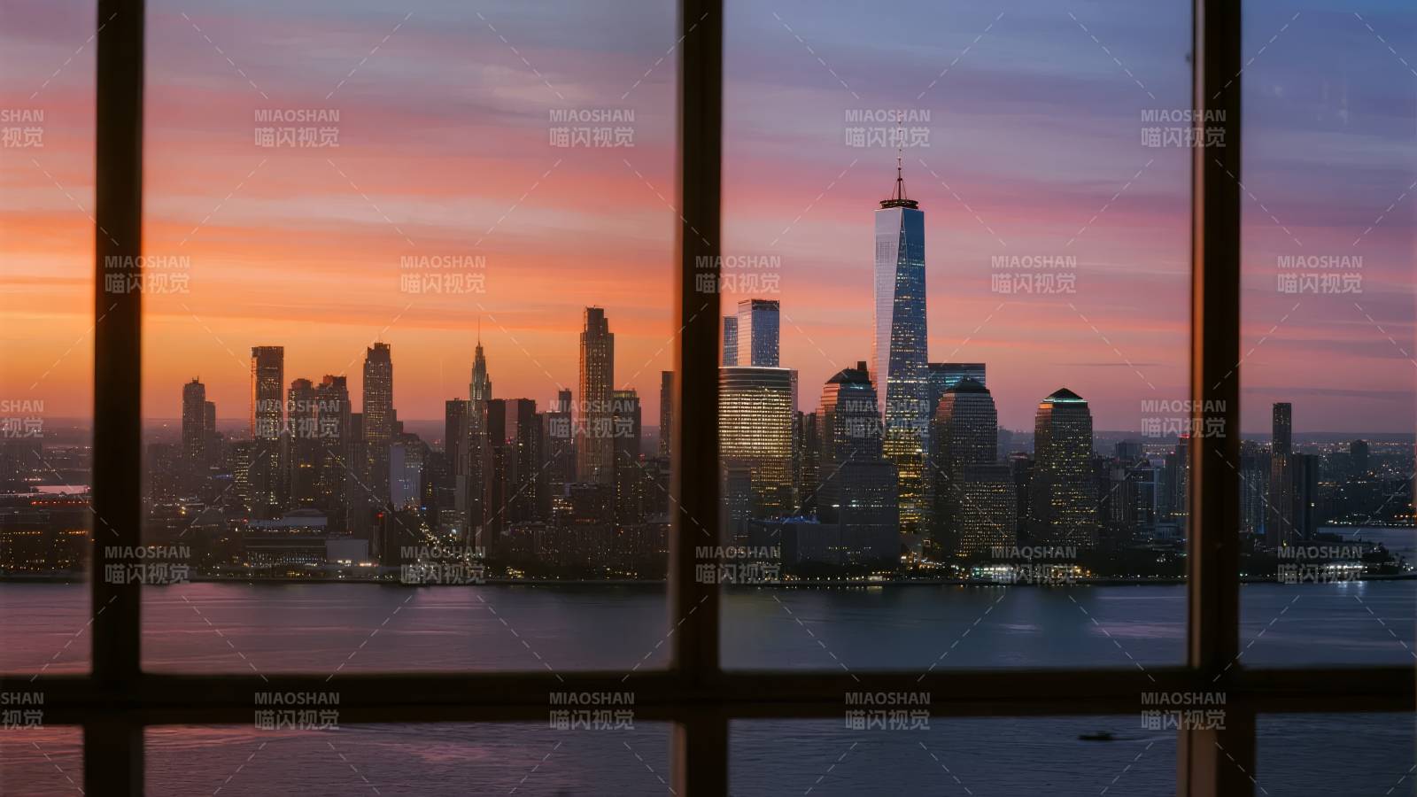 纽约黄昏天际线图片