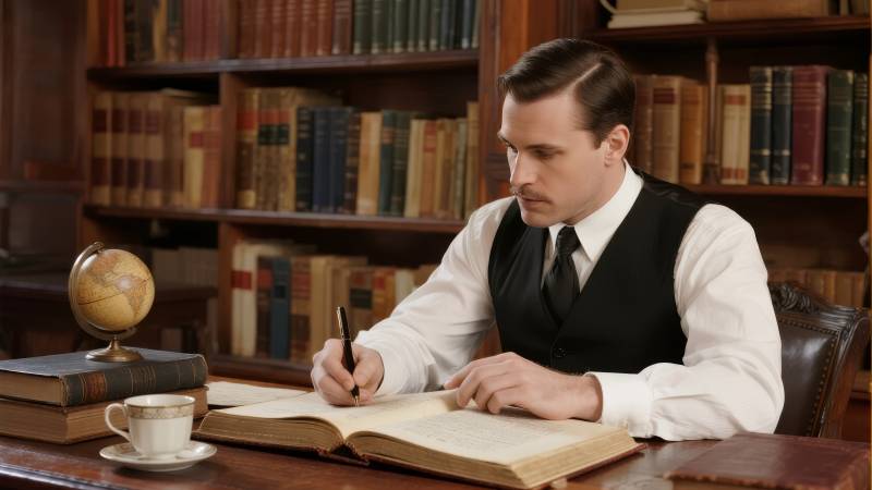 书房中的学者图片