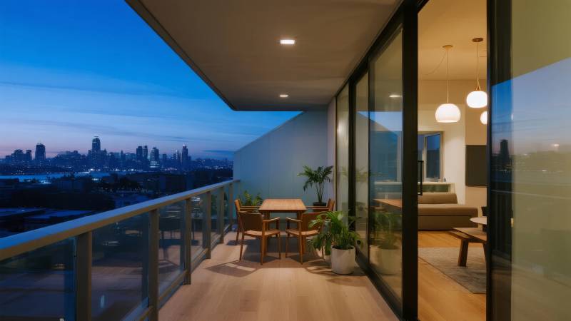 都市夜景阳台图片