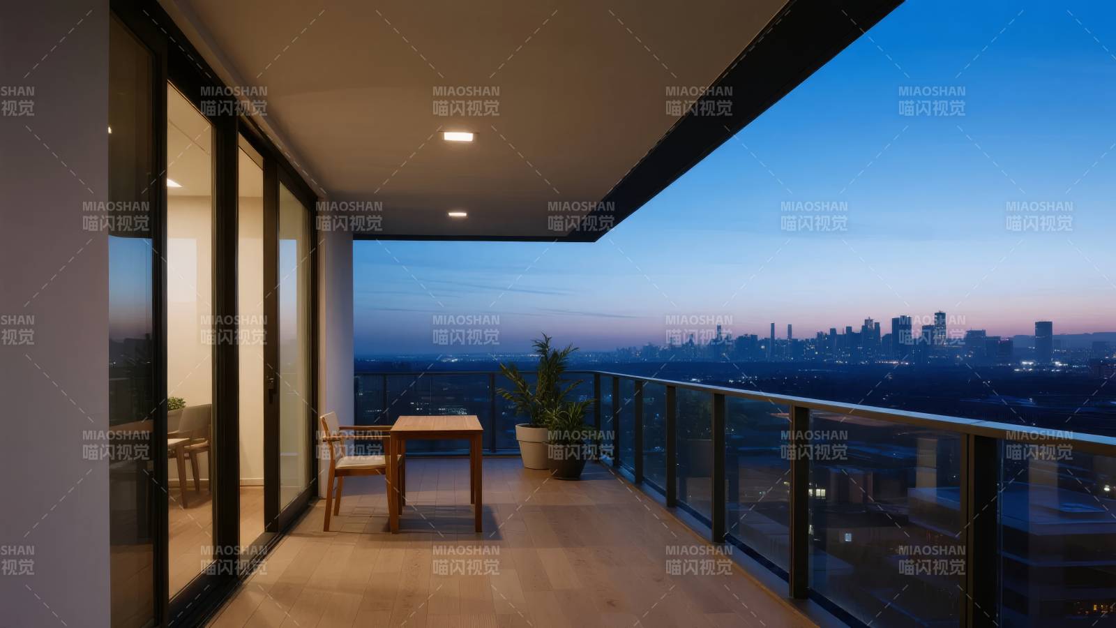 都市夜景阳台图片