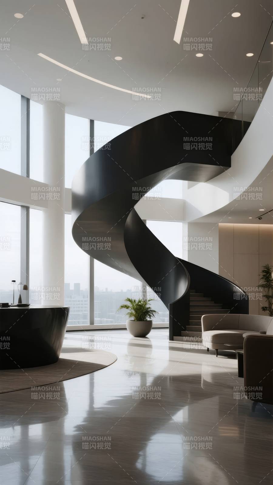 现代螺旋楼梯大厅图片