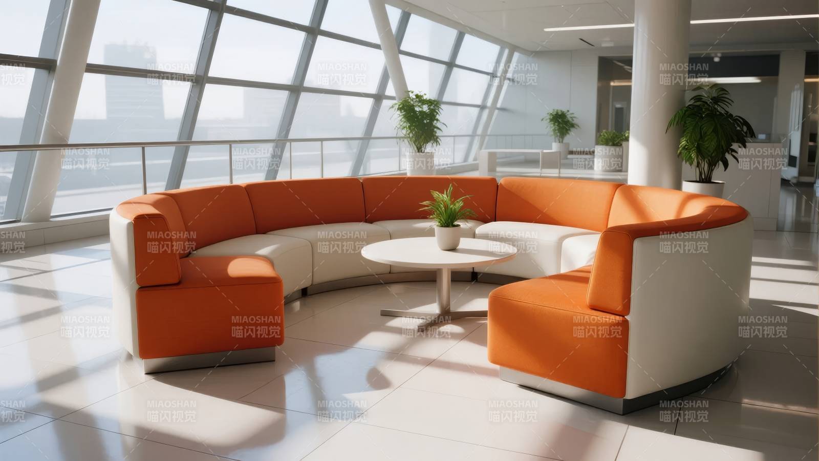 现代客厅橙色沙发图片