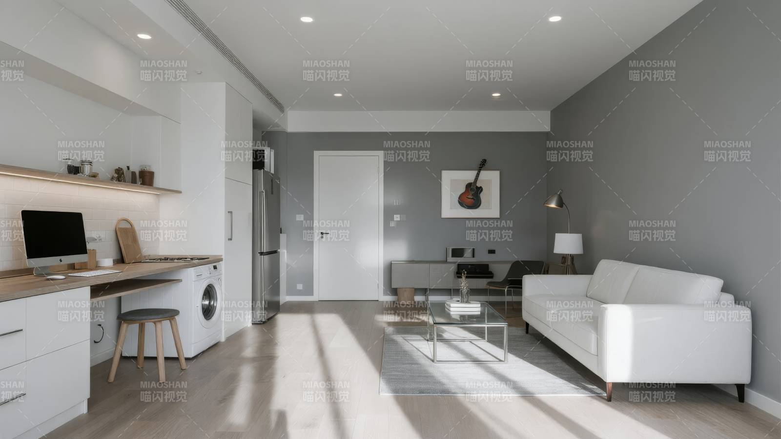 现代简约客厅厨房图片