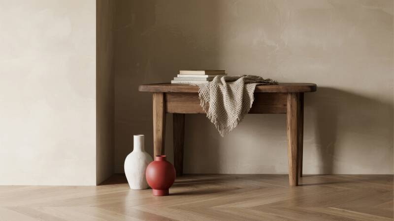 简约木桌静物图图片