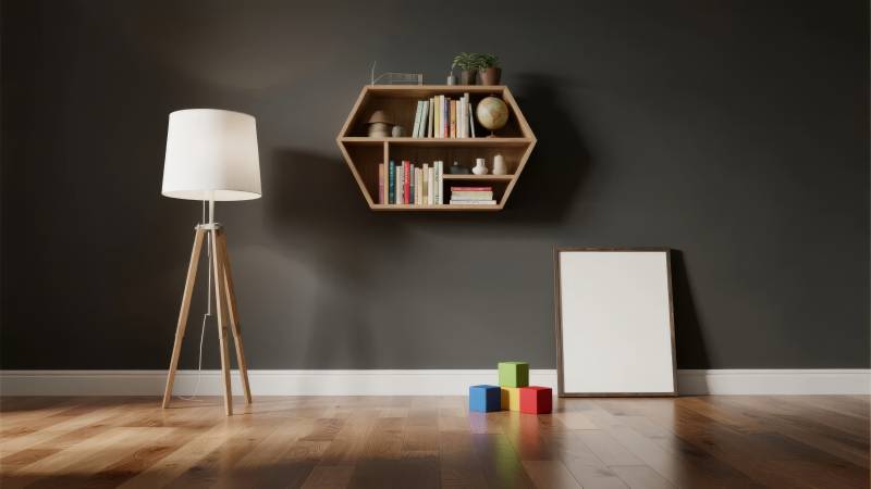 简约书房一角图片